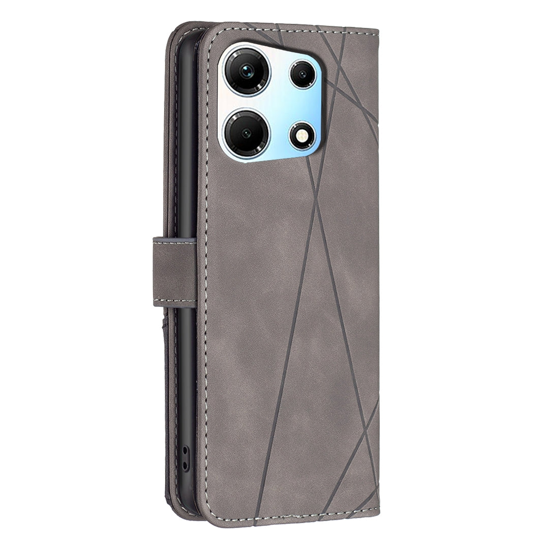 Infinix Zero 30 5G Wallet Case – Rhombus Texture PU Leather, Magnetic Buckle, Card Slots, Stand Function, Shockproof Protective Cover