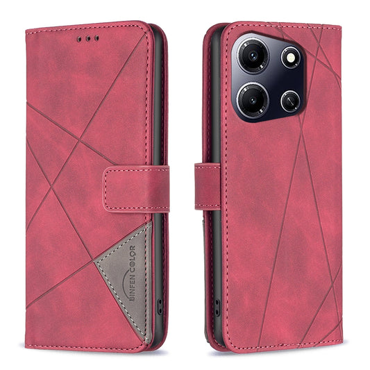 Infinix Note 30i Wallet Case – Rhombus Texture PU Leather, Magnetic Buckle, Card Slots, Stand Function, Shockproof Protective Cover