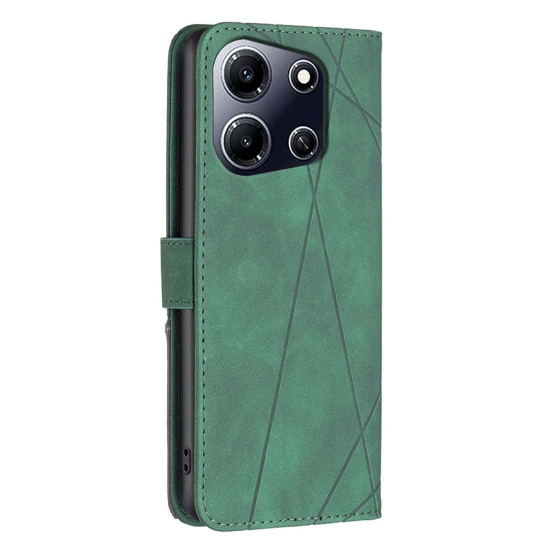Infinix Note 30i Wallet Case – Rhombus Texture PU Leather, Magnetic Buckle, Card Slots, Stand Function, Shockproof Protective Cover