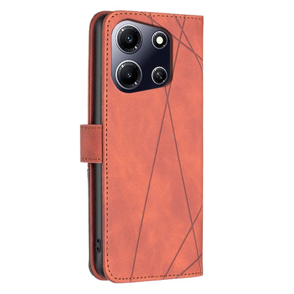 Infinix Note 30i Wallet Case – Rhombus Texture PU Leather, Magnetic Buckle, Card Slots, Stand Function, Shockproof Protective Cover