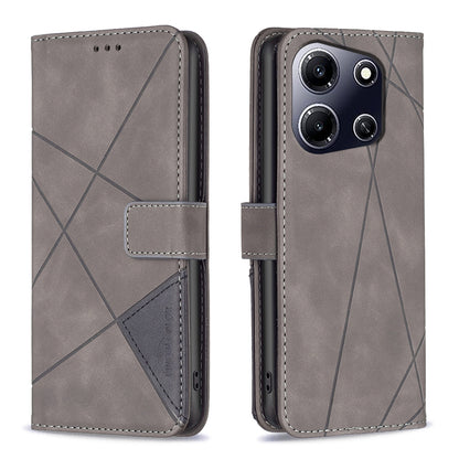 Infinix Note 30i Wallet Case – Rhombus Texture PU Leather, Magnetic Buckle, Card Slots, Stand Function, Shockproof Protective Cover