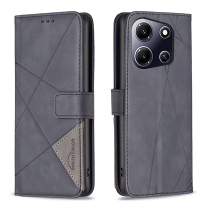 Infinix Note 30i Wallet Case – Rhombus Texture PU Leather, Magnetic Buckle, Card Slots, Stand Function, Shockproof Protective Cover