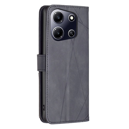Infinix Note 30i Wallet Case – Rhombus Texture PU Leather, Magnetic Buckle, Card Slots, Stand Function, Shockproof Protective Cover