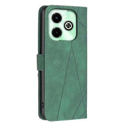 Infinix Hot 40i Wallet Case – Rhombus Texture PU Leather, Magnetic Buckle, Card Slots, Stand Function, Shockproof Protective Cover