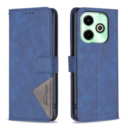 Infinix Hot 40 Wallet Case – Rhombus Texture PU Leather, Magnetic Buckle, Card Slots, Stand Function, Shockproof Protective Cover