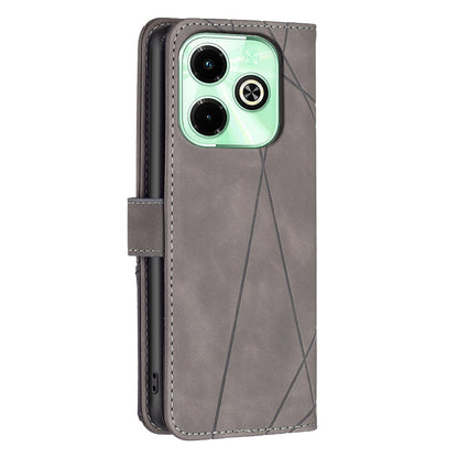 Infinix Hot 40 Wallet Case – Rhombus Texture PU Leather, Magnetic Buckle, Card Slots, Stand Function, Shockproof Protective Cover