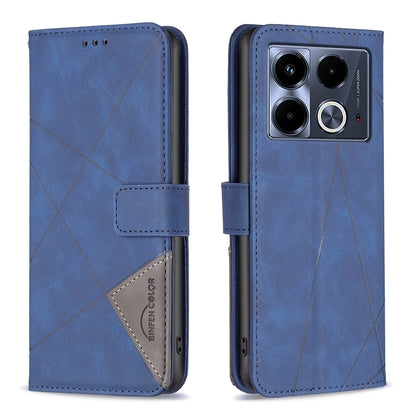 Infinix Note 40 4G Wallet Case – Rhombus Texture PU Leather, Magnetic Buckle, Card Slots, Stand Function, Shockproof Protective Cover