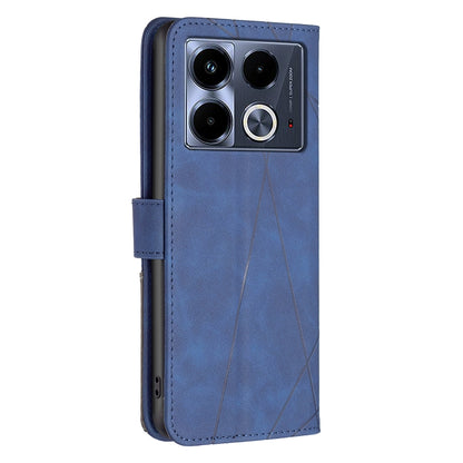 Infinix Note 40 4G Wallet Case – Rhombus Texture PU Leather, Magnetic Buckle, Card Slots, Stand Function, Shockproof Protective Cover