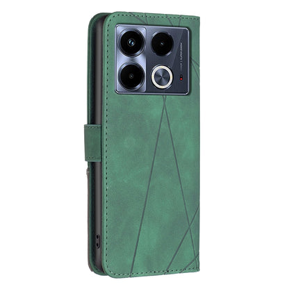 Infinix Note 40 4G Wallet Case – Rhombus Texture PU Leather, Magnetic Buckle, Card Slots, Stand Function, Shockproof Protective Cover
