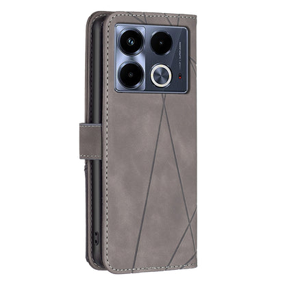 Infinix Note 40 4G Wallet Case – Rhombus Texture PU Leather, Magnetic Buckle, Card Slots, Stand Function, Shockproof Protective Cover