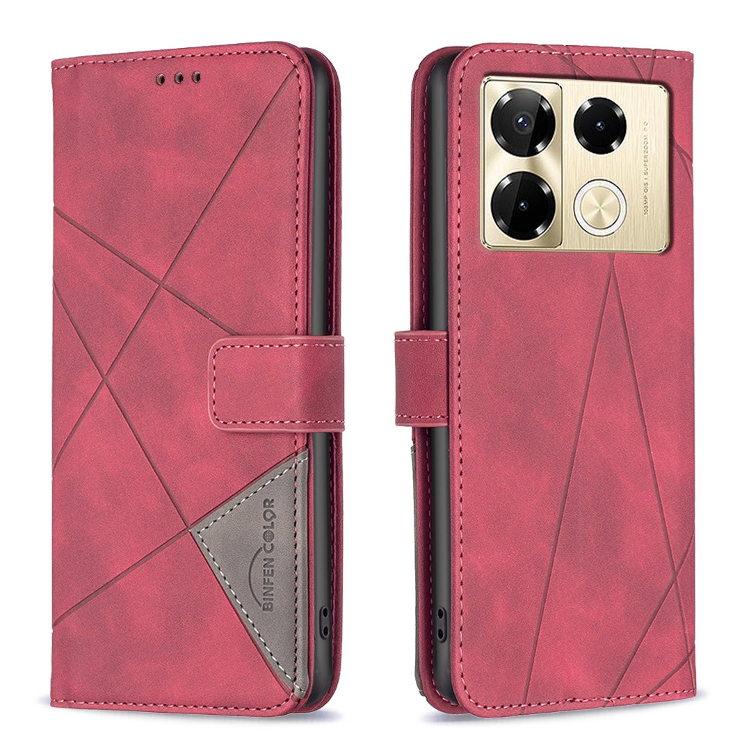 Infinix Note 40 Pro+ 5G Wallet Case – Rhombus Texture PU Leather, Magnetic Buckle, Card Slots, Stand Function, Shockproof Protective Cover