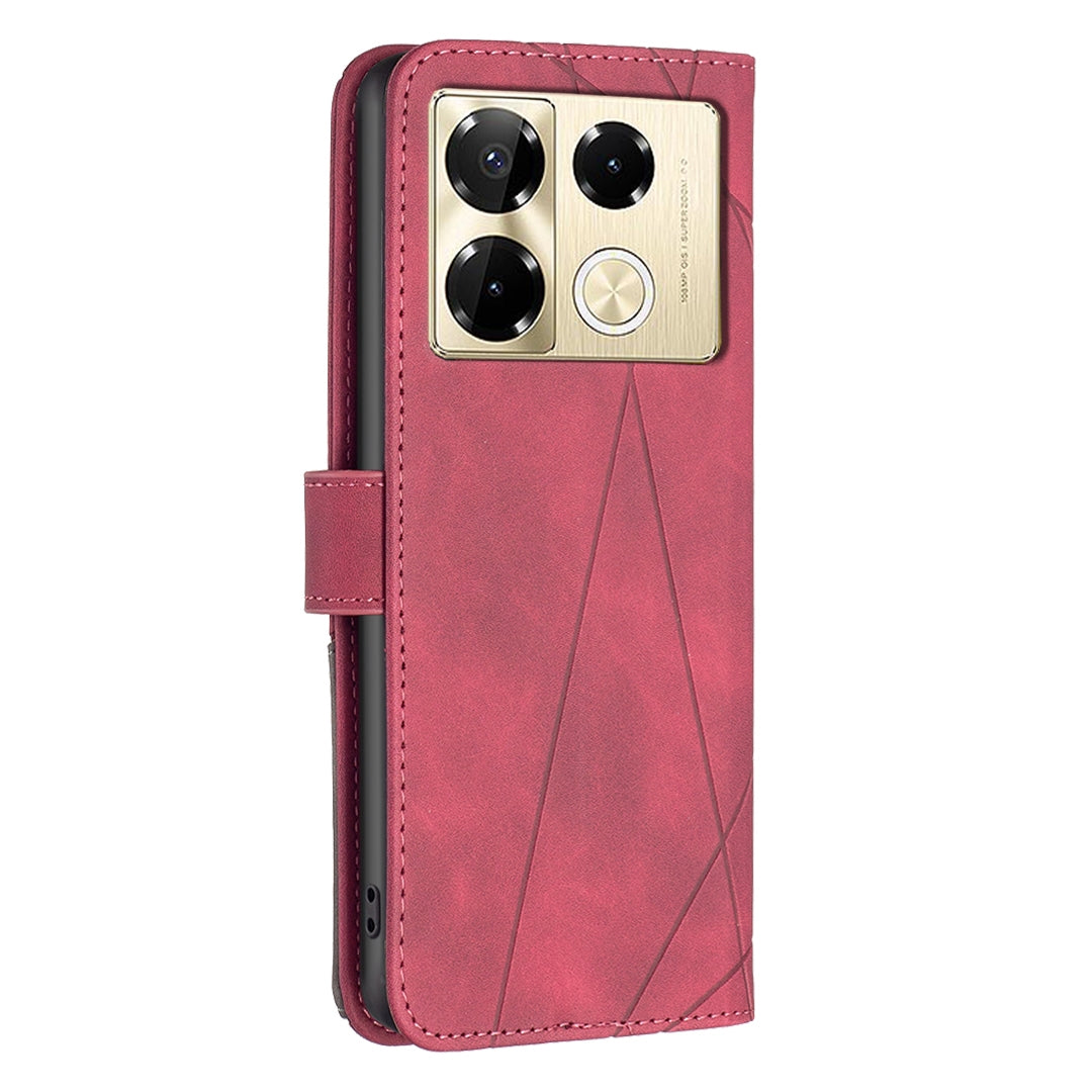 Infinix Note 40 Pro+ 5G Wallet Case – Rhombus Texture PU Leather, Magnetic Buckle, Card Slots, Stand Function, Shockproof Protective Cover