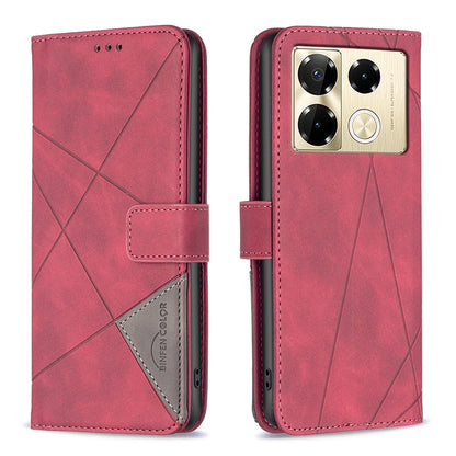 Infinix Note 40 Pro 5G Wallet Case – Rhombus Texture PU Leather, Magnetic Buckle, Card Slots, Stand Function, Shockproof Protective Cover