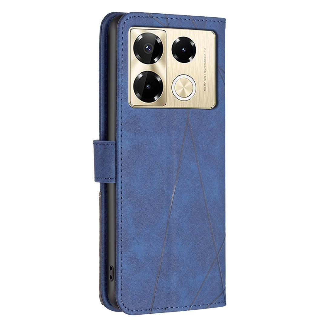 Infinix Note 40 Pro 4G Wallet Case – Rhombus Texture PU Leather, Magnetic Buckle, Card Slots, Stand Function, Shockproof Protective Cover