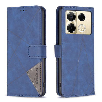 Infinix Note 40 Pro 5G Wallet Case – Rhombus Texture PU Leather, Magnetic Buckle, Card Slots, Stand Function, Shockproof Protective Cover