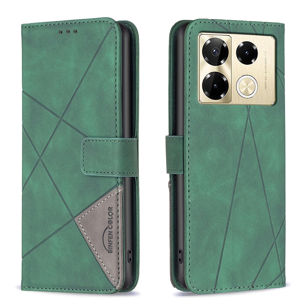 Infinix Note 40 Pro+ 5G Wallet Case – Rhombus Texture PU Leather, Magnetic Buckle, Card Slots, Stand Function, Shockproof Protective Cover
