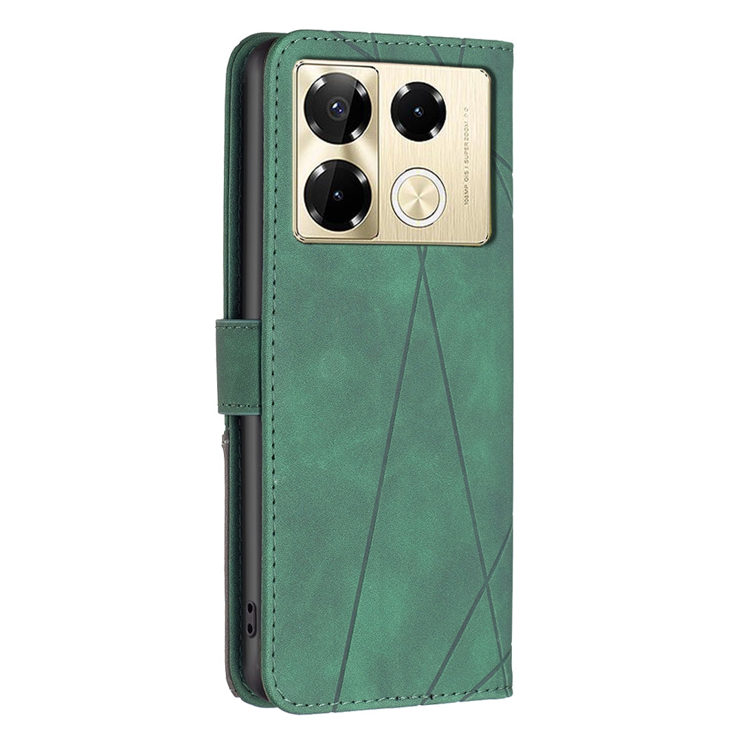 Infinix Note 40 Pro 4G Wallet Case – Rhombus Texture PU Leather, Magnetic Buckle, Card Slots, Stand Function, Shockproof Protective Cover