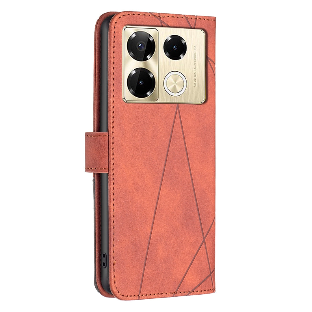 Infinix Note 40 Pro+ 5G Wallet Case – Rhombus Texture PU Leather, Magnetic Buckle, Card Slots, Stand Function, Shockproof Protective Cover