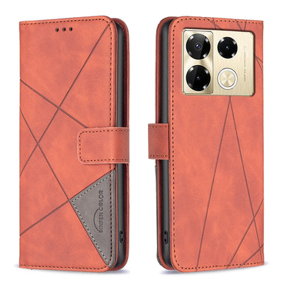 Infinix Note 40 Pro 4G Wallet Case – Rhombus Texture PU Leather, Magnetic Buckle, Card Slots, Stand Function, Shockproof Protective Cover