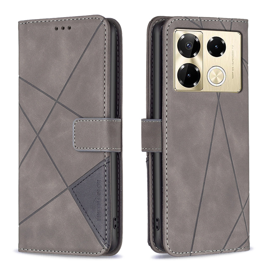 Infinix Note 40 Pro+ 5G Wallet Case – Rhombus Texture PU Leather, Magnetic Buckle, Card Slots, Stand Function, Shockproof Protective Cover