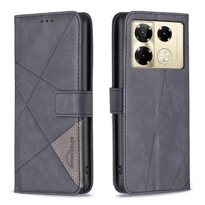 Infinix Note 40 Pro+ 5G Wallet Case – Rhombus Texture PU Leather, Magnetic Buckle, Card Slots, Stand Function, Shockproof Protective Cover
