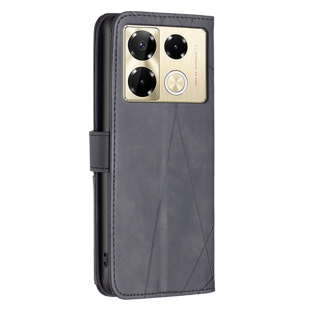 Infinix Note 40 Pro 5G Wallet Case – Rhombus Texture PU Leather, Magnetic Buckle, Card Slots, Stand Function, Shockproof Protective Cover