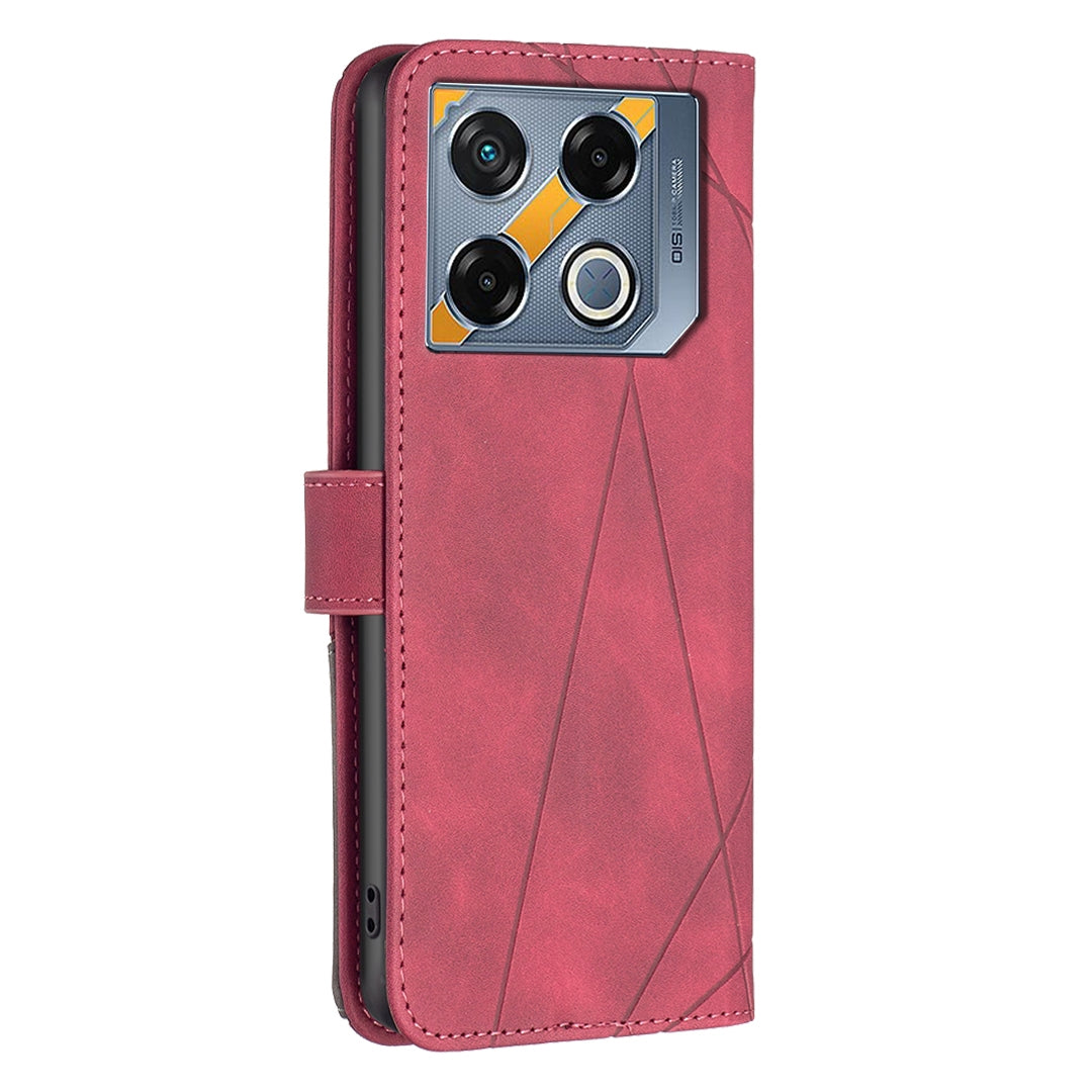 Infinix GT 20 Pro 5G Wallet Case – Rhombus Texture PU Leather, Magnetic Buckle, Card Slots, Stand Function, Shockproof Protective Cover