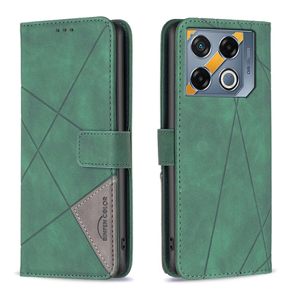 Infinix GT 20 Pro 5G Wallet Case – Rhombus Texture PU Leather, Magnetic Buckle, Card Slots, Stand Function, Shockproof Protective Cover