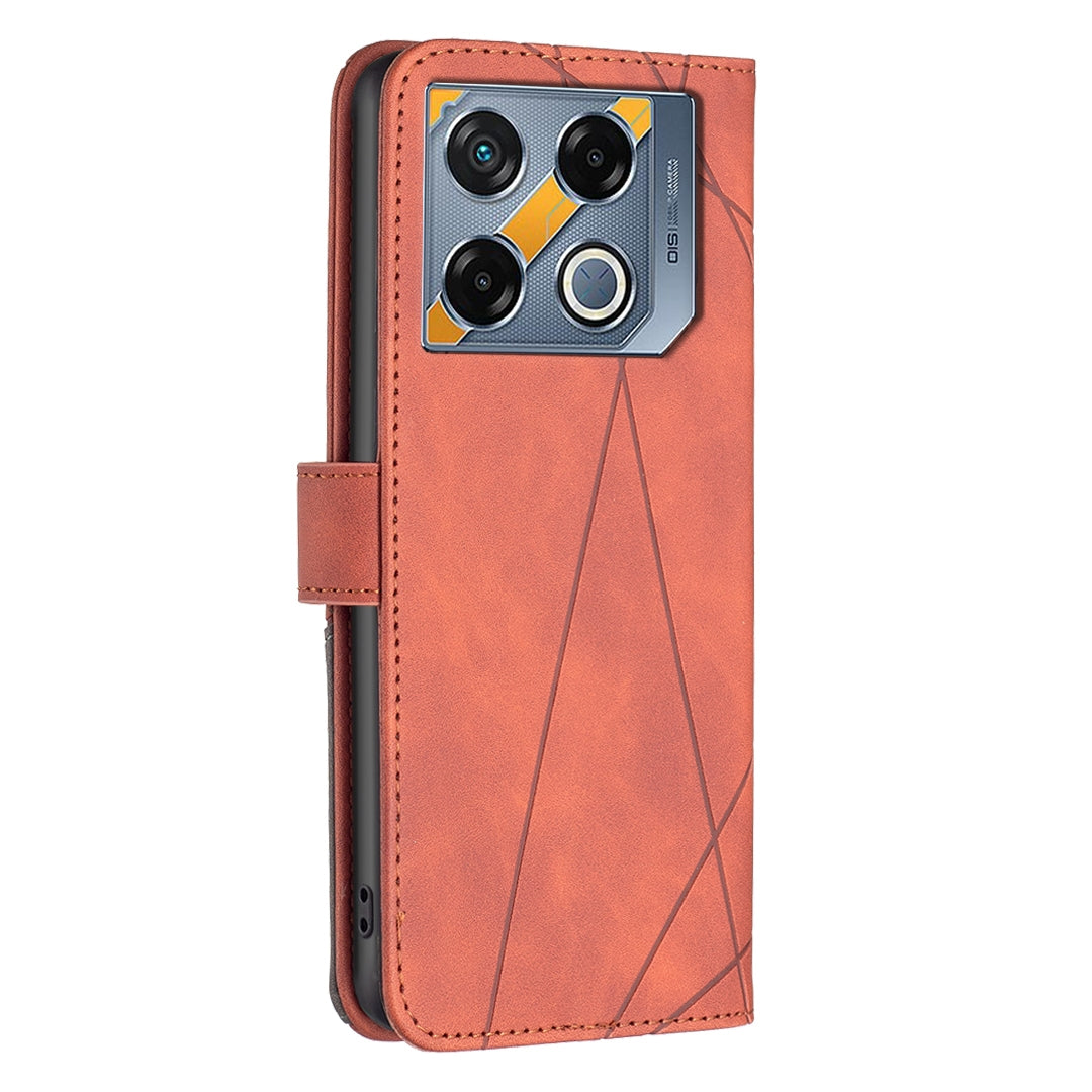 Infinix GT 20 Pro 5G Wallet Case – Rhombus Texture PU Leather, Magnetic Buckle, Card Slots, Stand Function, Shockproof Protective Cover