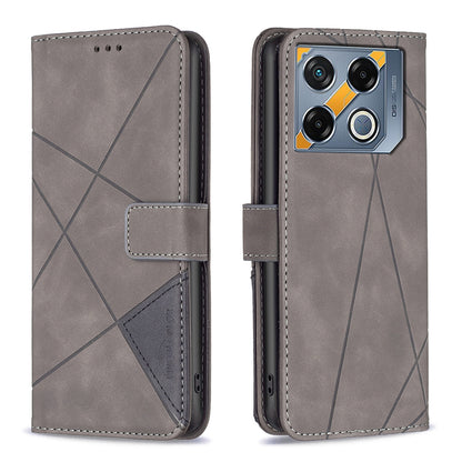 Infinix GT 20 Pro 5G Wallet Case – Rhombus Texture PU Leather, Magnetic Buckle, Card Slots, Stand Function, Shockproof Protective Cover