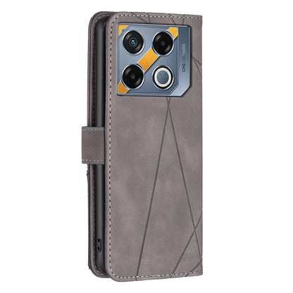 Infinix GT 20 Pro 5G Wallet Case – Rhombus Texture PU Leather, Magnetic Buckle, Card Slots, Stand Function, Shockproof Protective Cover
