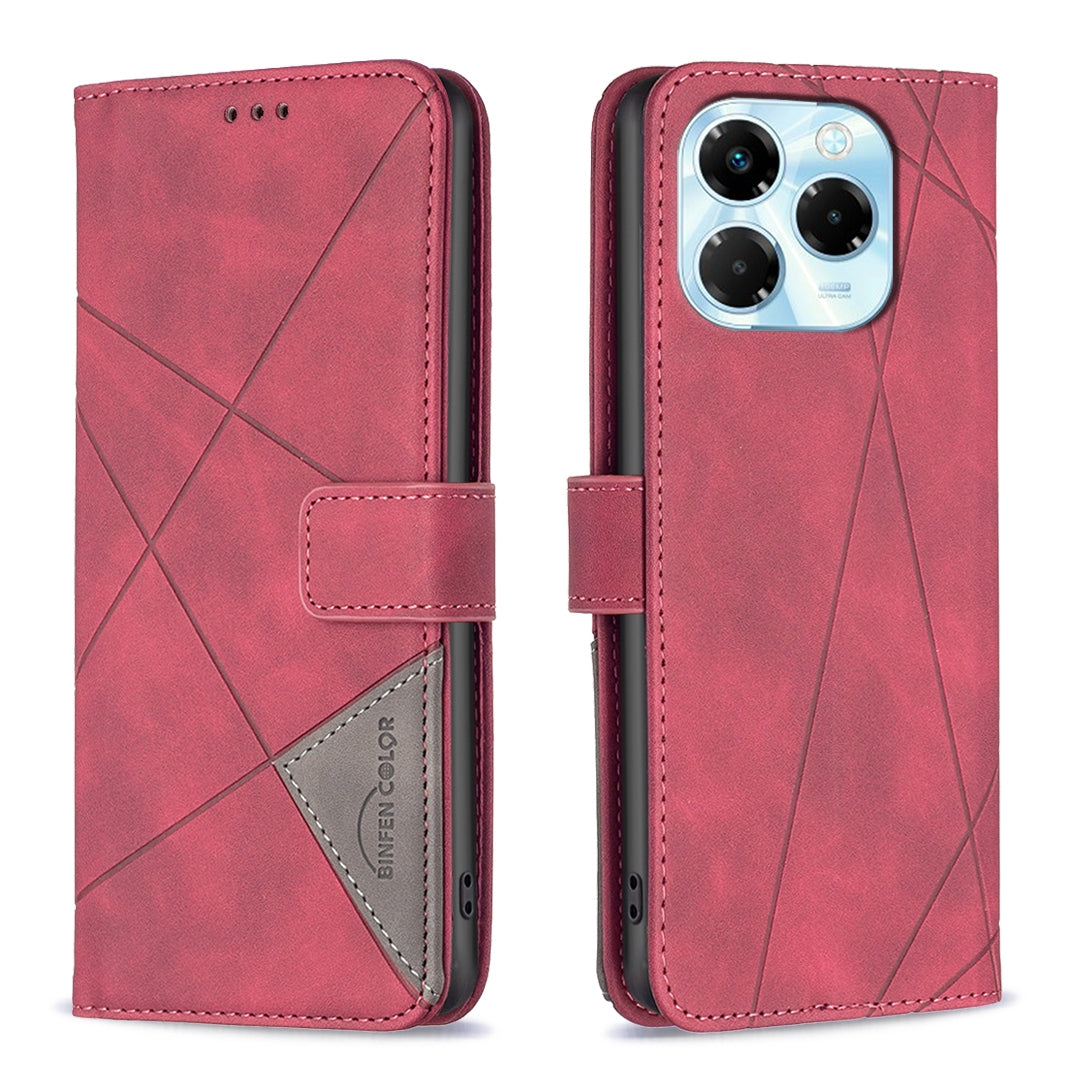 Infinix Note 40X 5G Wallet Case – Rhombus Texture PU Leather, Magnetic Buckle, Card Slots, Stand Function, Shockproof Protective Cover