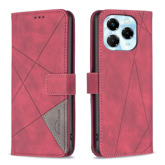 Infinix Note 40X 5G Wallet Case – Rhombus Texture PU Leather, Magnetic Buckle, Card Slots, Stand Function, Shockproof Protective Cover