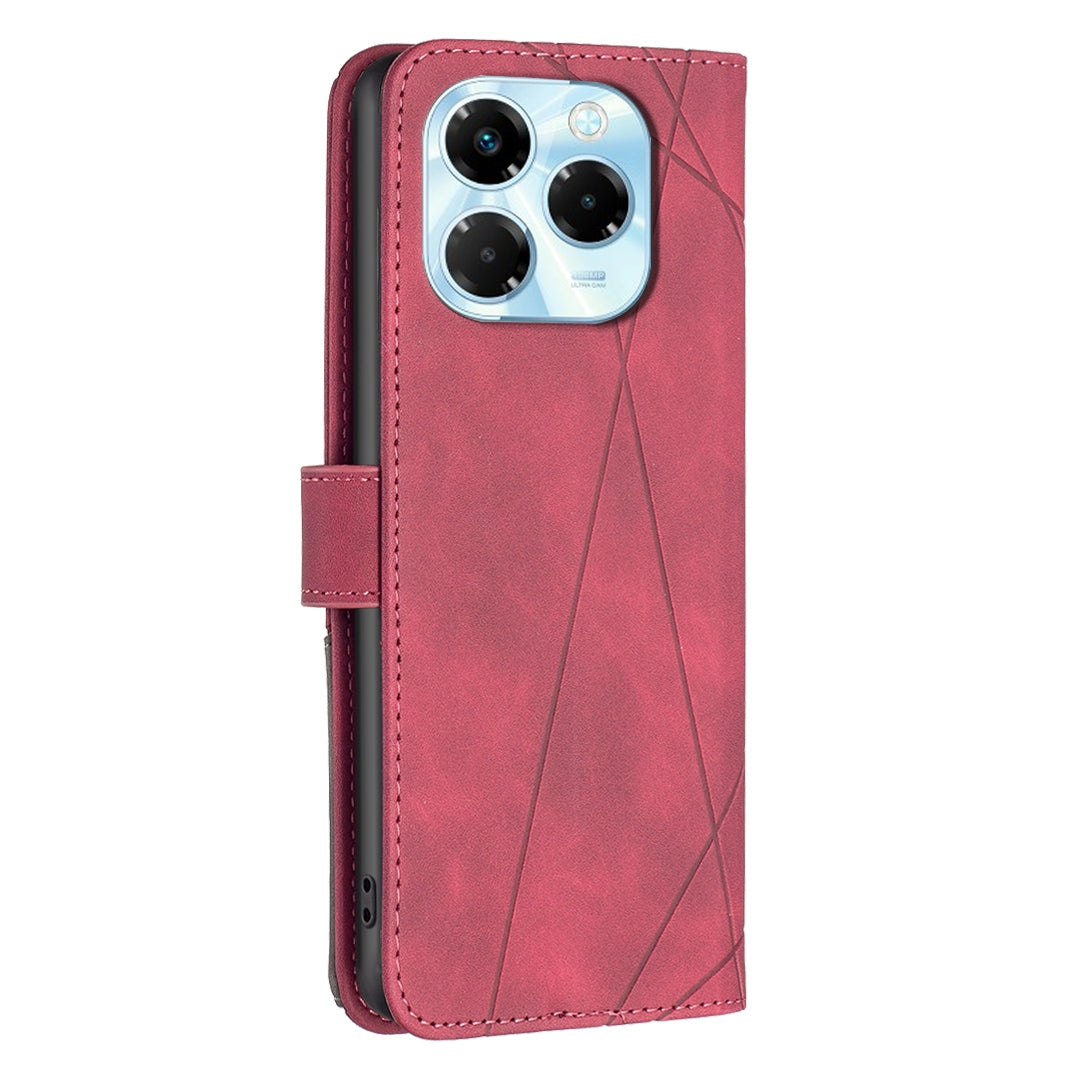 Infinix Note 40X 5G Wallet Case – Rhombus Texture PU Leather, Magnetic Buckle, Card Slots, Stand Function, Shockproof Protective Cover