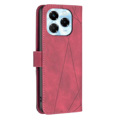 Infinix Note 40X 5G Wallet Case – Rhombus Texture PU Leather, Magnetic Buckle, Card Slots, Stand Function, Shockproof Protective Cover