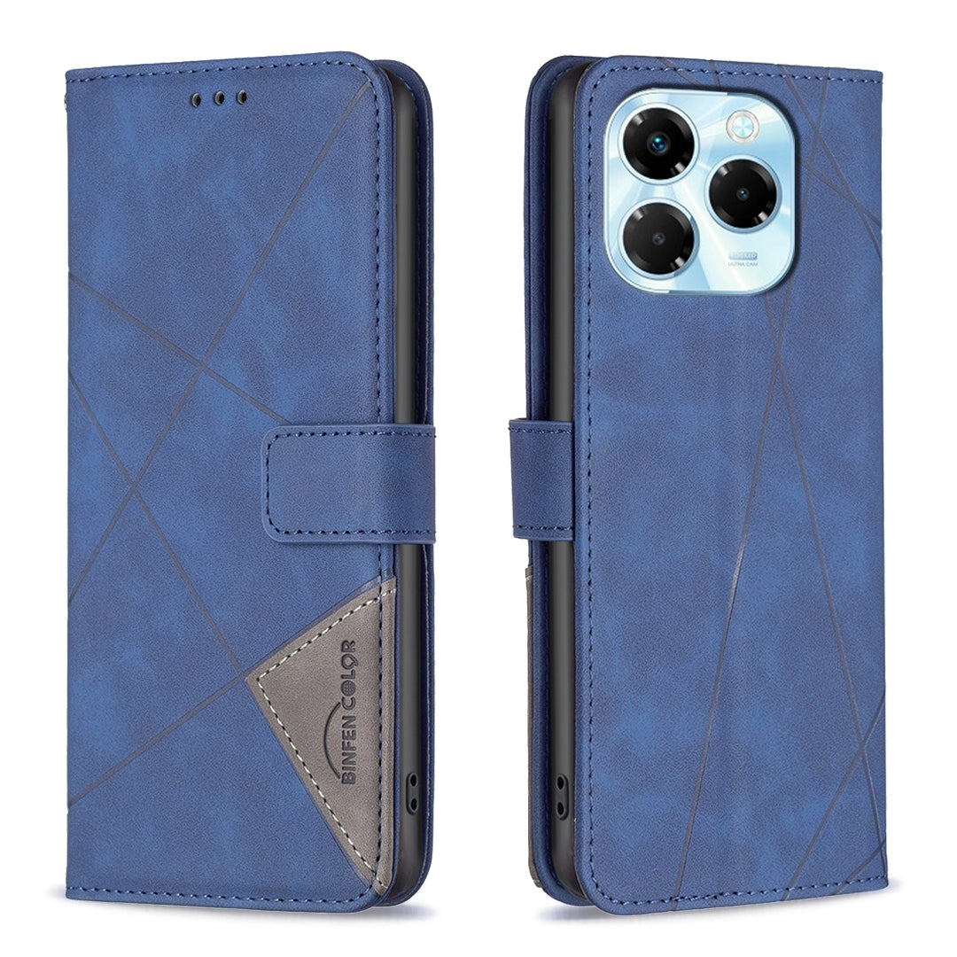 Infinix Note 40X 5G Wallet Case – Rhombus Texture PU Leather, Magnetic Buckle, Card Slots, Stand Function, Shockproof Protective Cover
