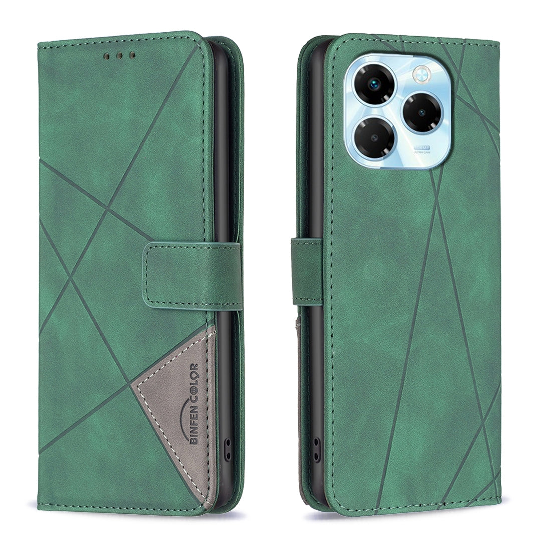 Infinix Note 40X 5G Wallet Case – Rhombus Texture PU Leather, Magnetic Buckle, Card Slots, Stand Function, Shockproof Protective Cover