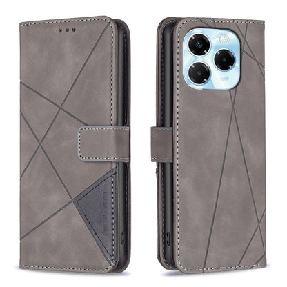 Infinix Note 40X 5G Wallet Case – Rhombus Texture PU Leather, Magnetic Buckle, Card Slots, Stand Function, Shockproof Protective Cover