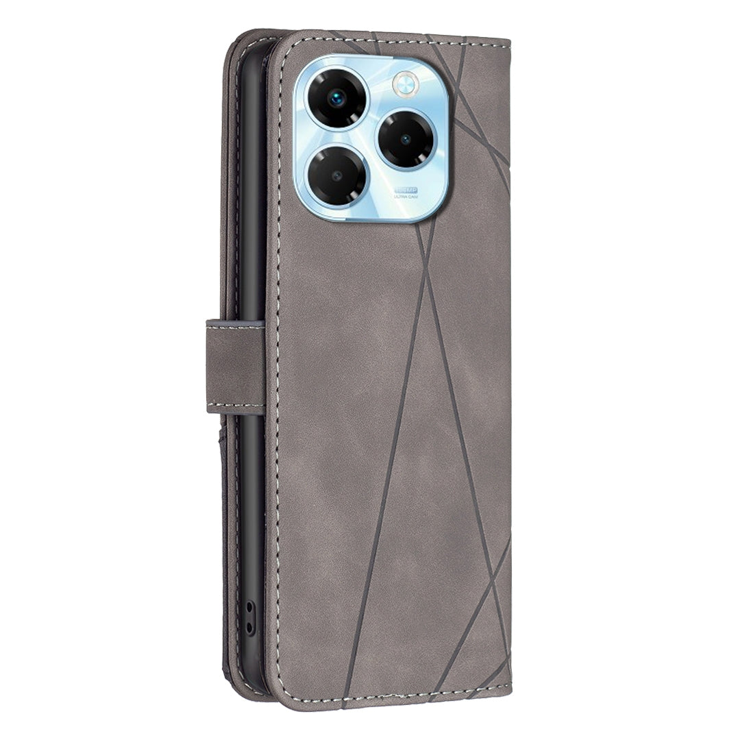 Infinix Note 40X 5G Wallet Case – Rhombus Texture PU Leather, Magnetic Buckle, Card Slots, Stand Function, Shockproof Protective Cover