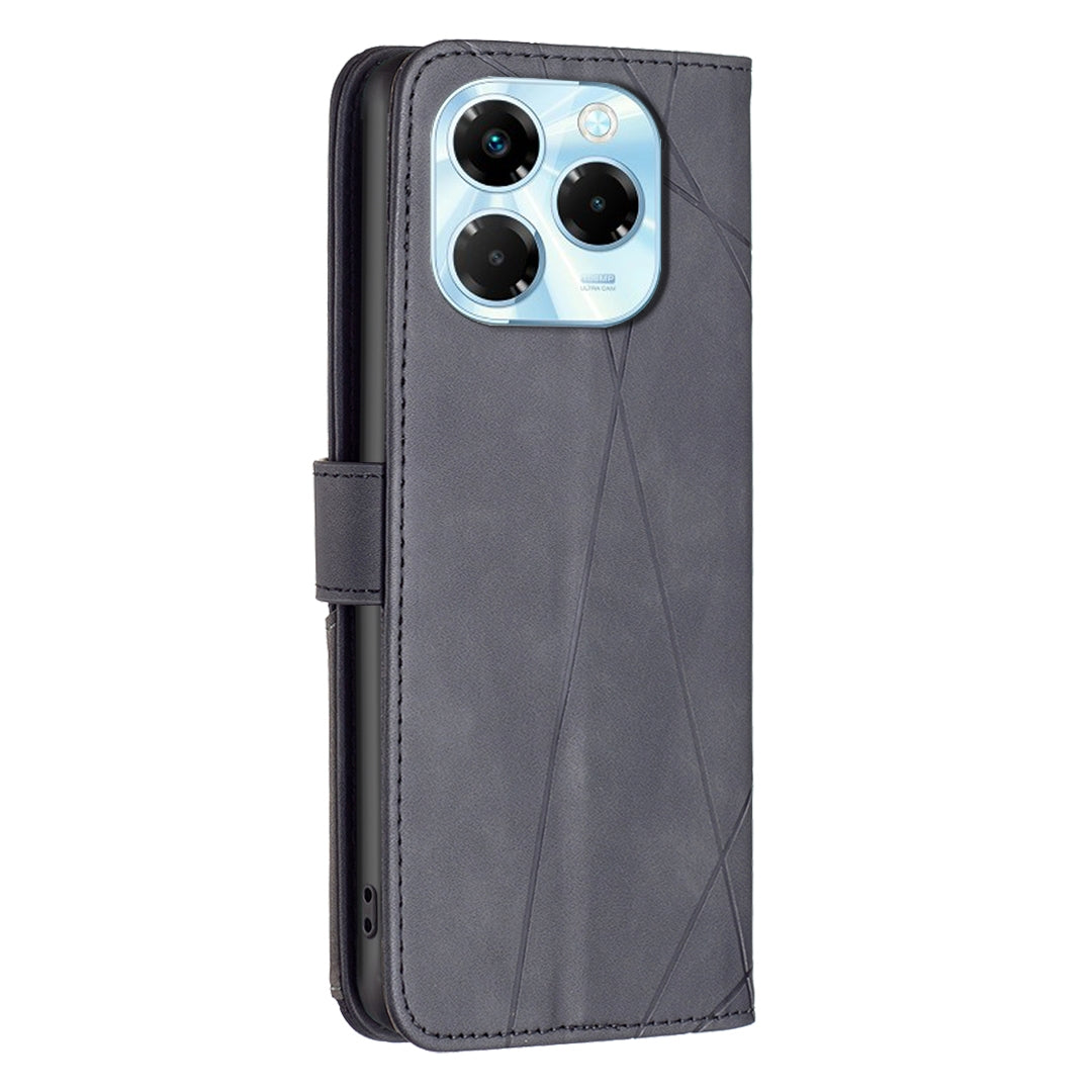 Infinix Note 40X 5G Wallet Case – Rhombus Texture PU Leather, Magnetic Buckle, Card Slots, Stand Function, Shockproof Protective Cover