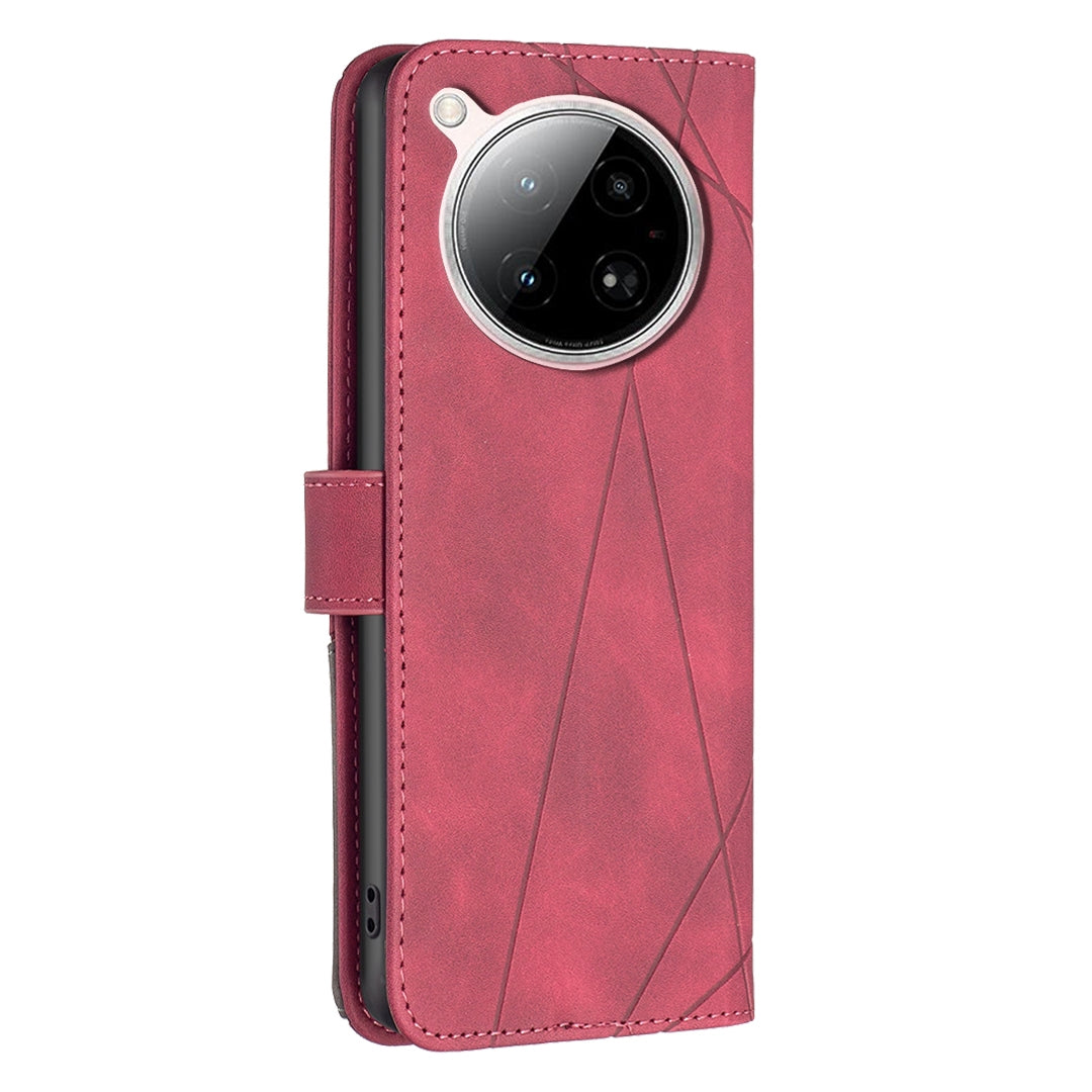 Infinix Zero 40 4G Wallet Case – Rhombus Texture PU Leather, Magnetic Buckle, Card Slots, Stand Function, Shockproof Protective Cover