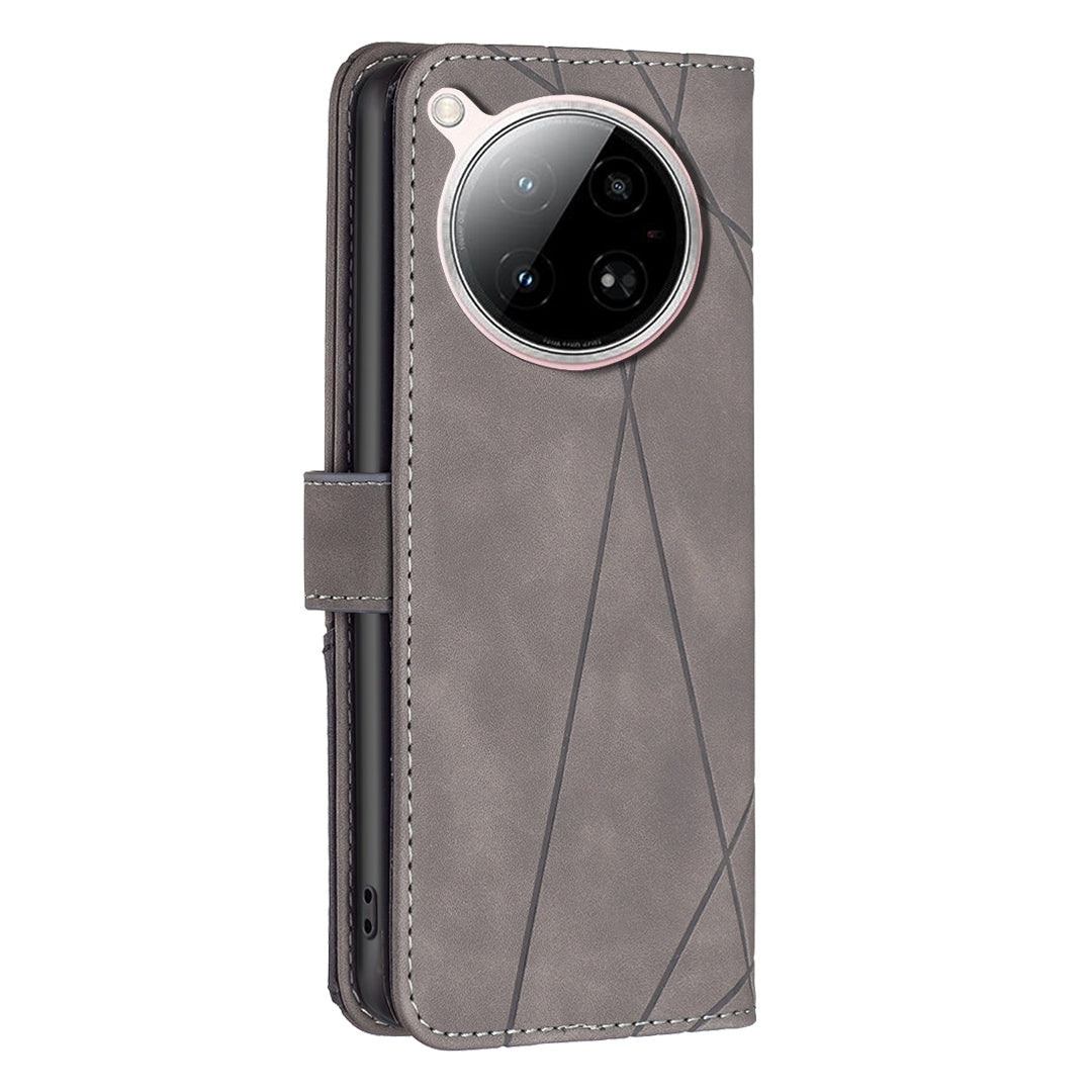 Infinix Zero 40 4G Wallet Case – Rhombus Texture PU Leather, Magnetic Buckle, Card Slots, Stand Function, Shockproof Protective Cover