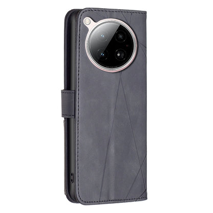Infinix Zero 40 4G Wallet Case – Rhombus Texture PU Leather, Magnetic Buckle, Card Slots, Stand Function, Shockproof Protective Cover