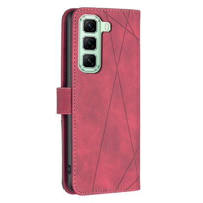 Infinix Hot 50 5G Wallet Case – Rhombus Texture PU Leather, Magnetic Buckle, Card Slots, Stand Function, Shockproof Protective Cover