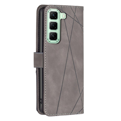 Infinix Hot 50 5G Wallet Case – Rhombus Texture PU Leather, Magnetic Buckle, Card Slots, Stand Function, Shockproof Protective Cover
