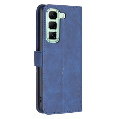 Infinix Hot 50 4G Wallet Case – Rhombus Texture PU Leather, Magnetic Buckle, Card Slots, Stand Function, Shockproof Protective Cover