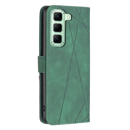 Infinix Hot 50 4G Wallet Case – Rhombus Texture PU Leather, Magnetic Buckle, Card Slots, Stand Function, Shockproof Protective Cover