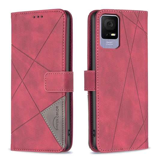 TCL 40 SE Wallet Case – Rhombus Texture PU Leather, Magnetic Buckle, Card Slots, Stand Function, Shockproof Protective Cover