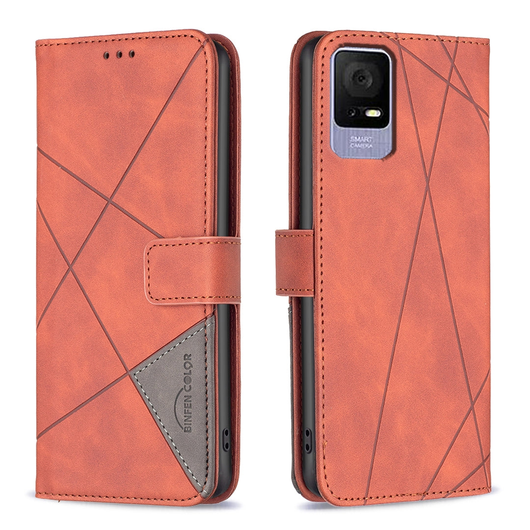 TCL 40 SE Wallet Case – Rhombus Texture PU Leather, Magnetic Buckle, Card Slots, Stand Function, Shockproof Protective Cover
