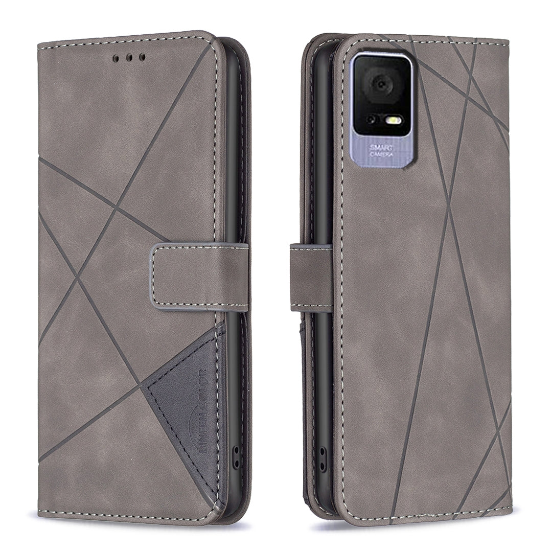 TCL 40 SE Wallet Case – Rhombus Texture PU Leather, Magnetic Buckle, Card Slots, Stand Function, Shockproof Protective Cover